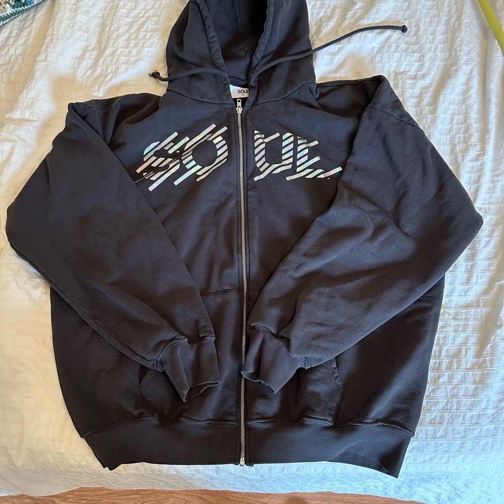 Unisex Soul Cycle James Zip Up Longsleeve Hooded Sweatshirt Charcoal sz XL